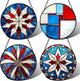 AMDERVEN Stained Glass Window Hanging 4 Pcs Set Abstract Flowers in Red White Blue Large 15" - Suncatcher Door Garden Sun Catcher Decor Birthday Mother's Day Xmas Gift for Mom Woman Nana Men Parents