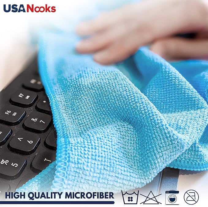 USANOOKS Microfiber Cleaning Cloth - Turq - 12Pcs (12.5x12.5 inch) High Performance - 1200 Washes, Ultra Absorbent Car Towel Traps Grime & Liquid for Streak-Free Mirror Shine - car Washing Cloth