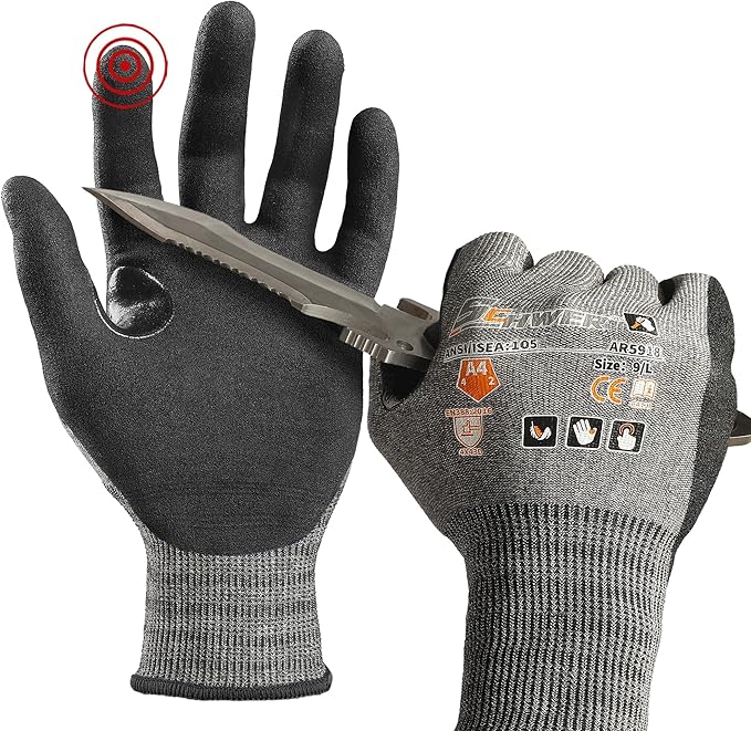 Schwer A4 AIR-SKIN Cut Resistant Work Gloves AR5918 with Extreme Lightweight & Thin, Grip Gloves for Gardening, Fishing, Mechanic, Refined Work, Touch-Screen, Non-PFAS, 3D-Comfort Fit, 1 Pair (L)