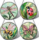 DASTOLL Stained Glass Window Hanging 4 Pcs Set Pink Green Insect Theme 6.3" - Butterfly Suncatcher Door Garden Sun Catcher Decor Birthday Christmas for Mom Woman Nana Men