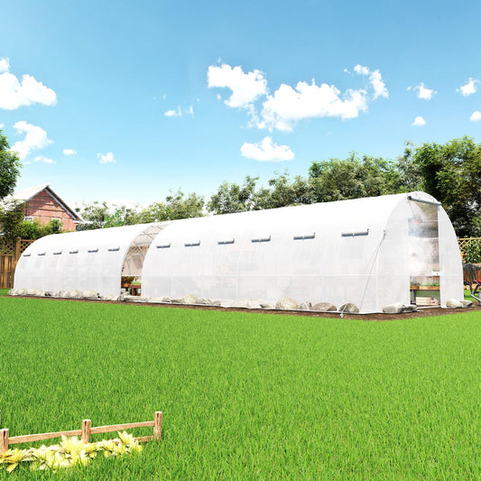 AMERLIFE 10x44 FT White Walk-in Tunnel Greenhouse with Watering System