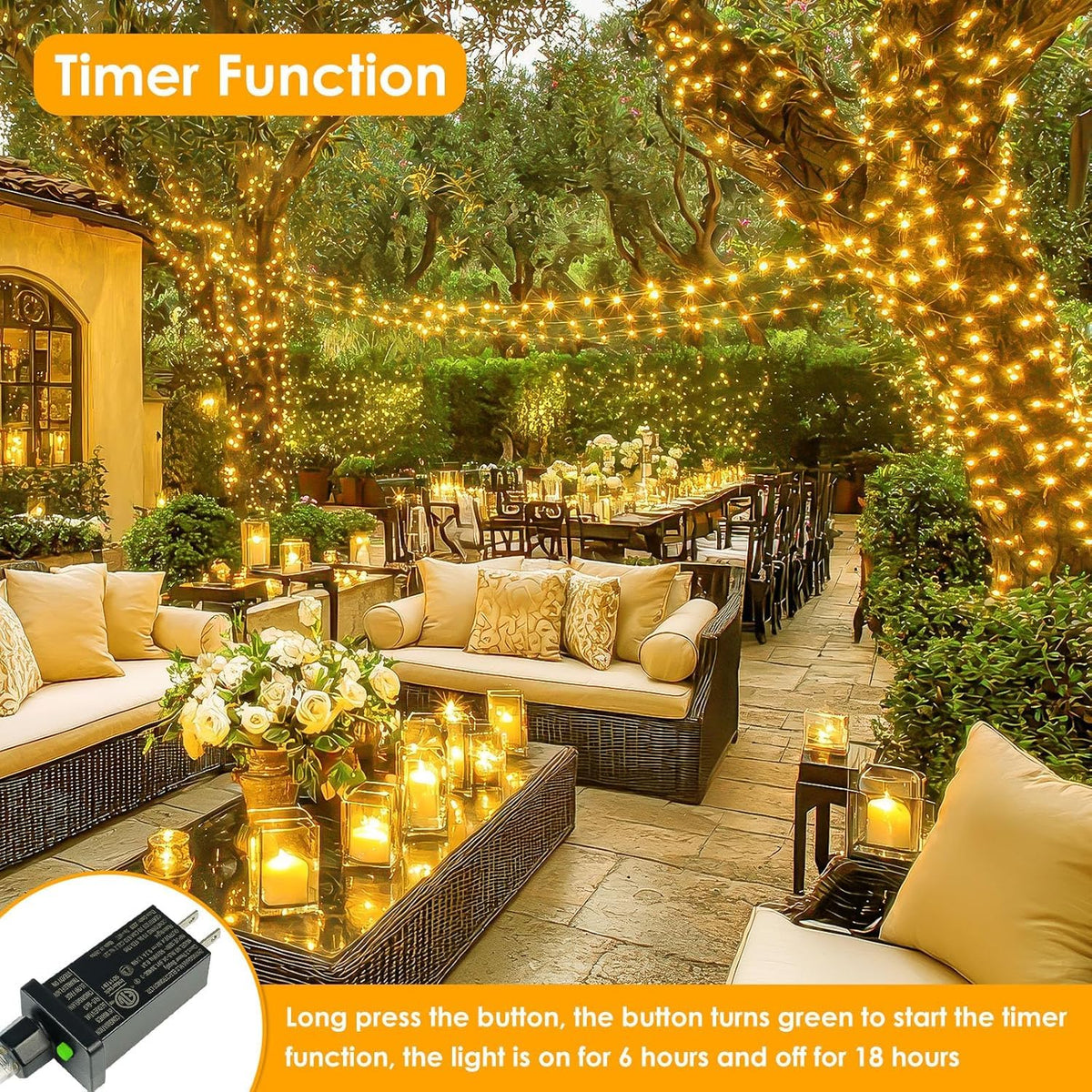 99FT 300 LED Fairy Lights Plug in, Extra-Long Twinkle Lights Warm White