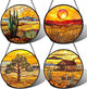 DASTOLL Stained Glass Window Hanging 4 Pcs Set Desert Sunset Theme Landscape 9.8" - Suncatcher Door Garden Sun Catcher Decor Birthday Christmas for Mom Woman Nana Men