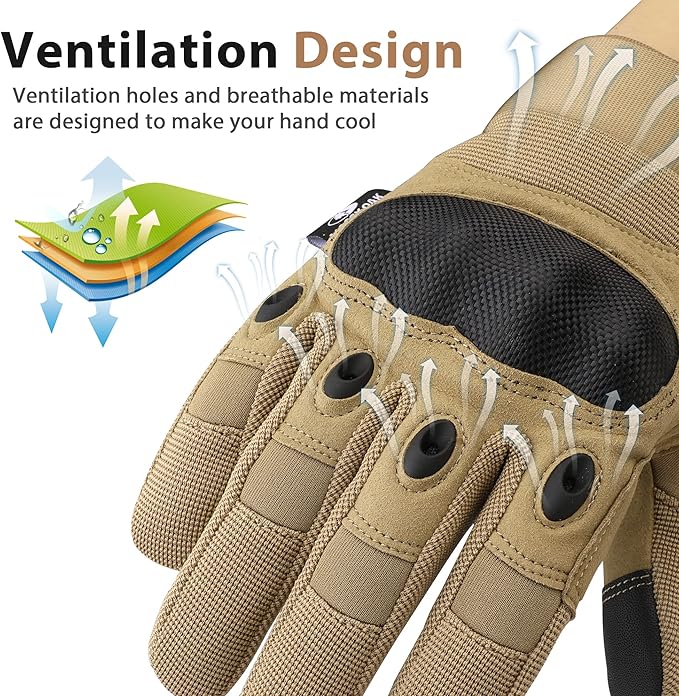 Mossy Oak Tactical Gloves for Men, Touch Screen Airsoft Gloves with Hard Knuckle for Hunting, Paintball, Hiking, Camping