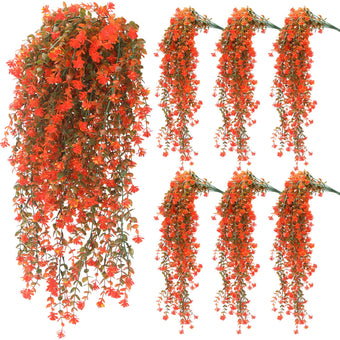 FineCheer 6 Pcs Fall Artificial Hanging Flowers Outdoor, Fresh Color