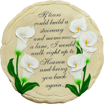 Spoontiques - Garden Décor - If Tears Could Build A Stairway Memorial Tulips Stepping Stone - Decorative Stone for Garden