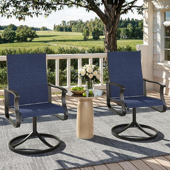 Patio Swivel Chairs Set of 2, Outdoor Dining Chairs with High Back, 360° Swivel Rocker Chair in All-Weather Textilene & Metal Frame for Garden, Porch, Backyard, Balcony(Navy)