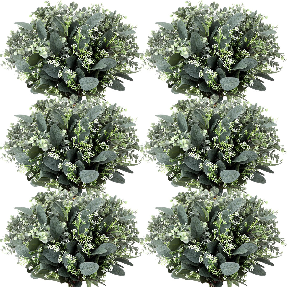 Janinka Mixed Eucalyptus Stems, Artificial Greenery White Seeds, 40