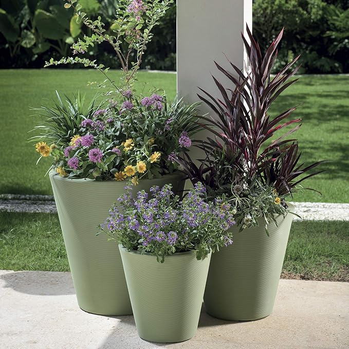 Crescent Garden Madison Planter– Weather-Resistant, Double Walled Indoor/Outdoor Plant Pot with Drain Hole – Large Plastic Plant Pot, 26-Inch (Terracotta-Colored)