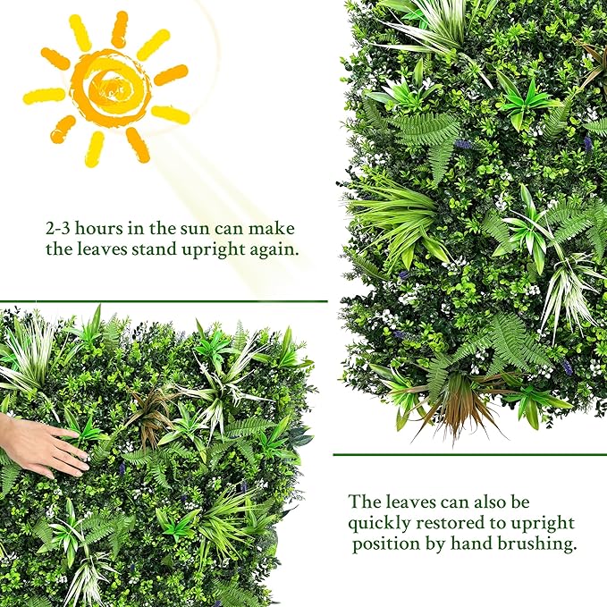 ODTORY Artificial Boxwood Topiary Hedges Panels: 40'' x 120'' UV-Protected Privacy Faux Grass Wall Backdrop Fence Screen for Patio, Balcony, Garden, Backyard Indoor Outdoor Green Decor