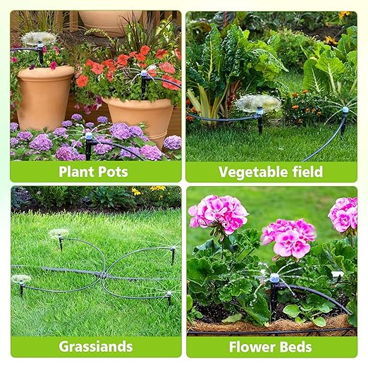 102FT Drip Irrigation System Kit, New Quick-Connect, Automatic Garden Watering Misting System for Greenhouse, Yard, Lawn, Plant with 1/2 inch Hose 1/4 inch Distribution Tubing and Accessories