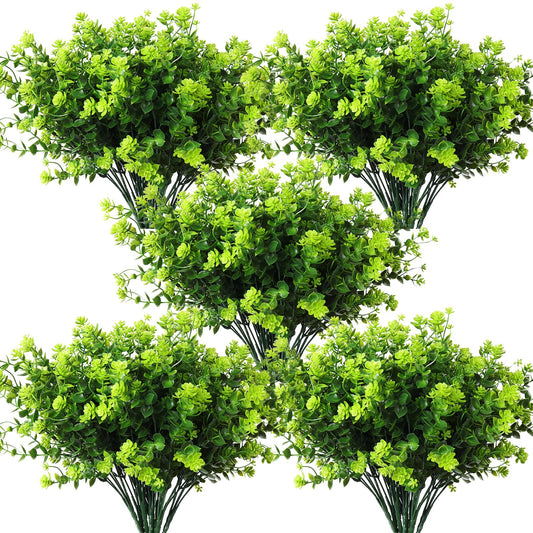 RECUTMS Artificial Green Outdoor Flowers Fake Greenery Artificial Plants