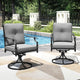 PHI VILLA Outdoor Steel Swivel Dining Chairs Set of 2, Heavy-Duty Rustproof Black Wrought Iron Armchairs with Thick Cushions, Large Seating Furniture for Patio, Deck, Backyard, Porch