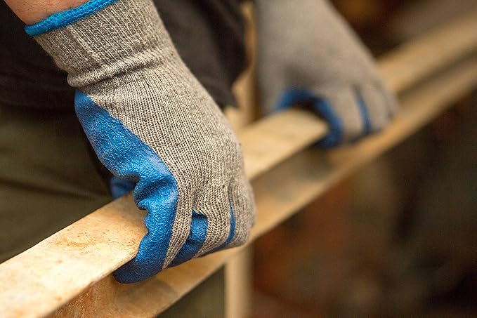 G & F Products - 3100S-10 120 Pairs Small Rubber Latex Double Coated Work Gloves for Construction, gardening gloves, heavy duty Cotton Blend Blue