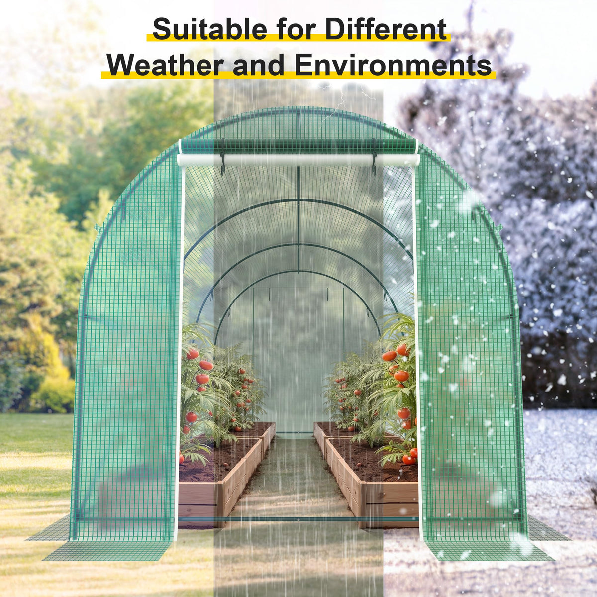 GOJOOASIS Greenhouse 10'x7'x7' Heavy Duty Walk-in Outdoor Plant Shelter