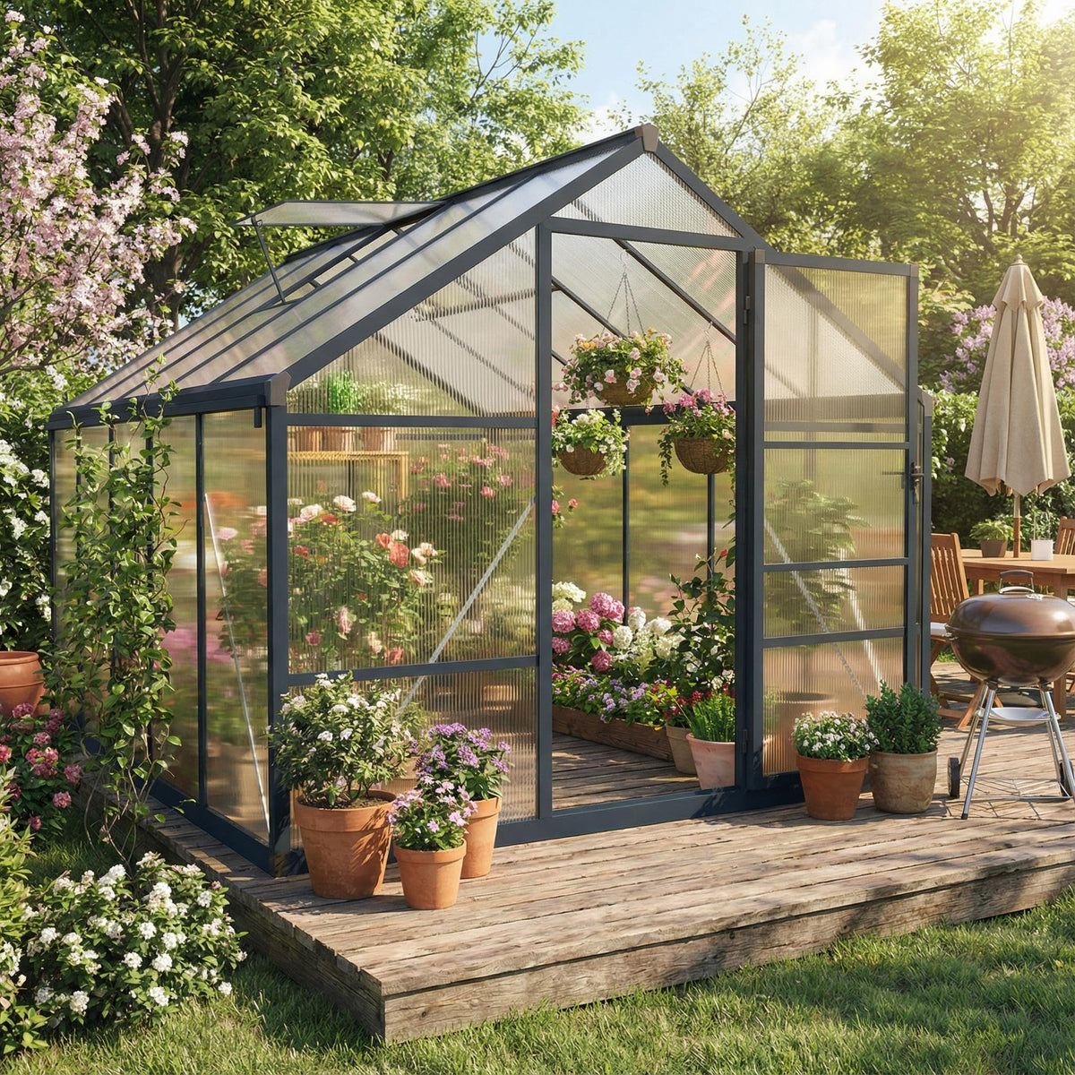 Garvee 8x10ft Walk-in Greenhouse, Heavy Duty Large Outdoor Green House