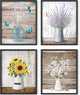 HAUS AND HUES Flower Wall Decor - Set of 4 Floral Wall Art, Framed Flower Painting, Floral Pictures for Kitchen, Bedroom, Living Room (Black Frame, 16x20)