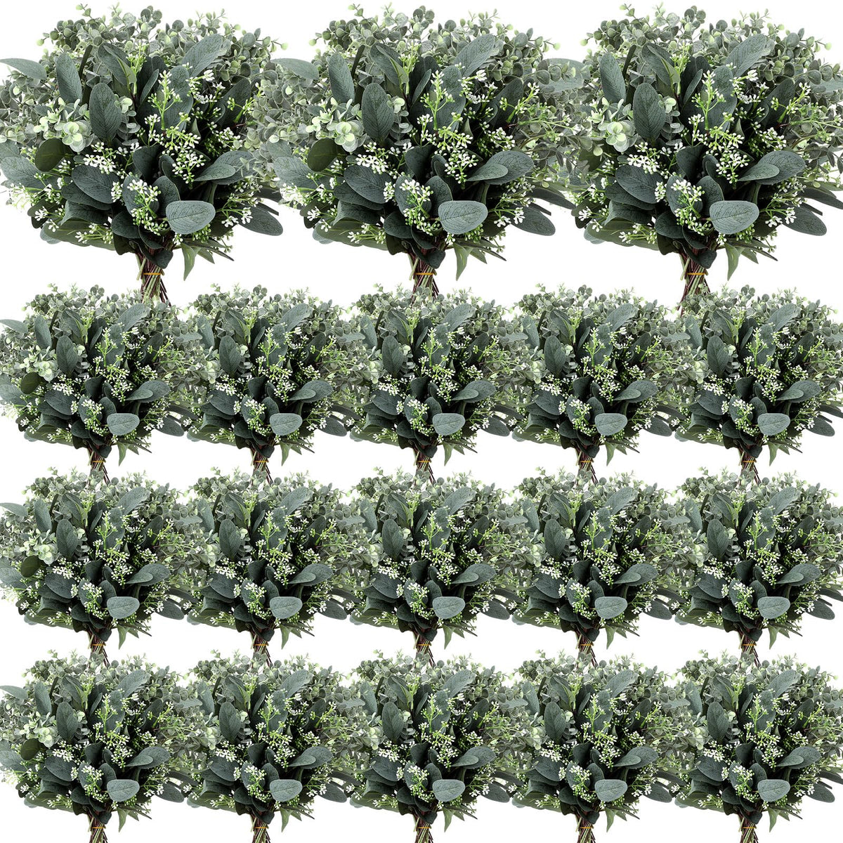 Janinka Mixed Eucalyptus Stems, Artificial Greenery White Seeds, 120