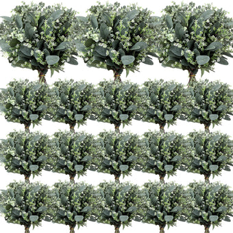 Janinka Mixed Eucalyptus Stems, Artificial Greenery White Seeds, 120