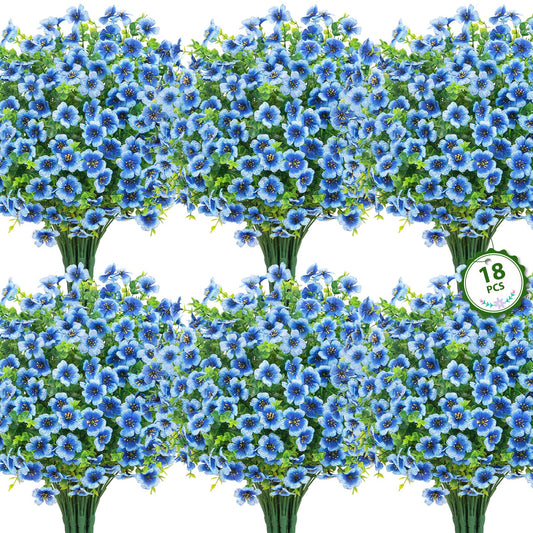Roberly Artificial Flowers for Outdoors, 18 Pcs Fake Daisy Flowers, Blue