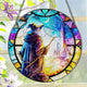 Stained Glass Window Hanging, LAOWEIKI 8'' Witch Suncatcher, Stained Glass Ornament, Suncatchers for Windows Hanging, Window Decor, Outdoor or Indoor, Gifts for Friends