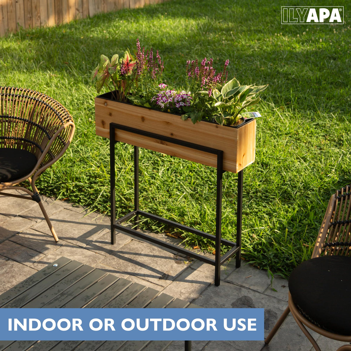 Ilyapa Raised Garden Bed with Legs, 33 x 29 x 7 Inch - Metal & Wood