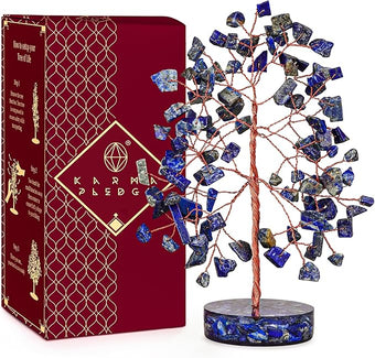 Crystal Tree for Home and Office Decor, Lapis Lazuli Chakra Healing Stones Handmade Feng Shui Bonsai Tree of Life for Positive Energy, Money, Good Luck, Christmas Decor, Birthday Gifts for Women, Mom