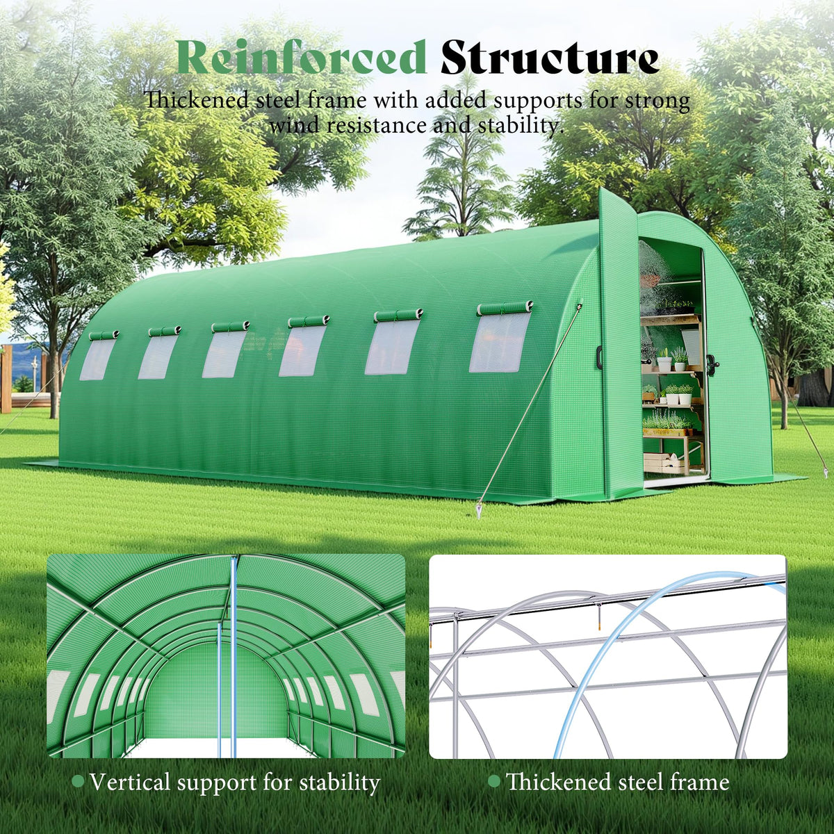 AMERLIFE 20x10 FT Walk-in Tunnel Greenhouse Cover (Frame NOT Included)