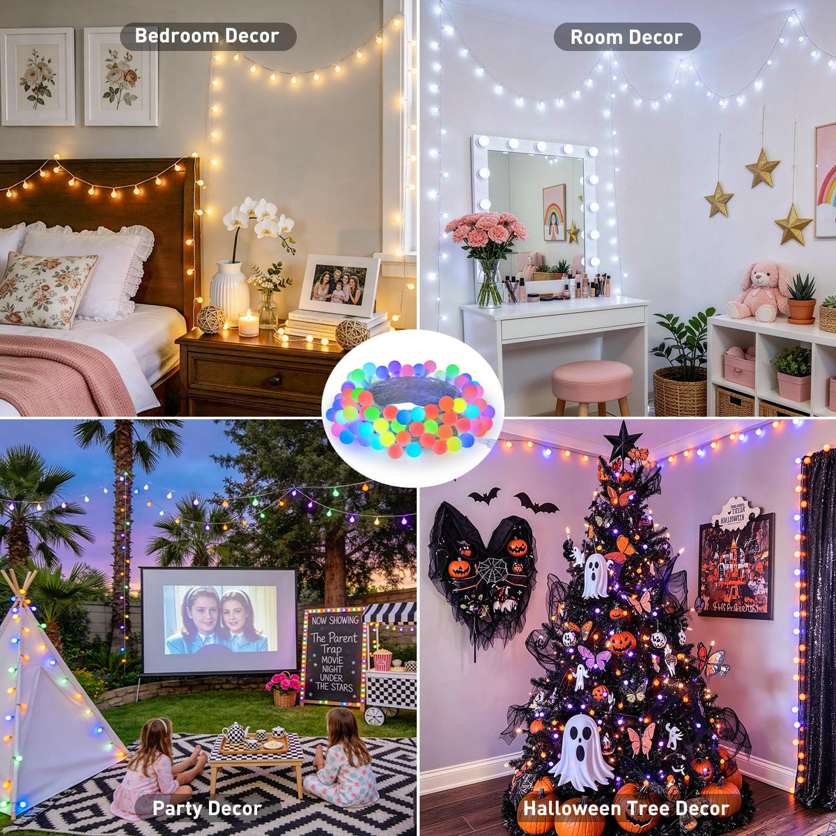 JMEXSUSS Connectable 33ft 100 LED Color Changing String Lights for Bedroom