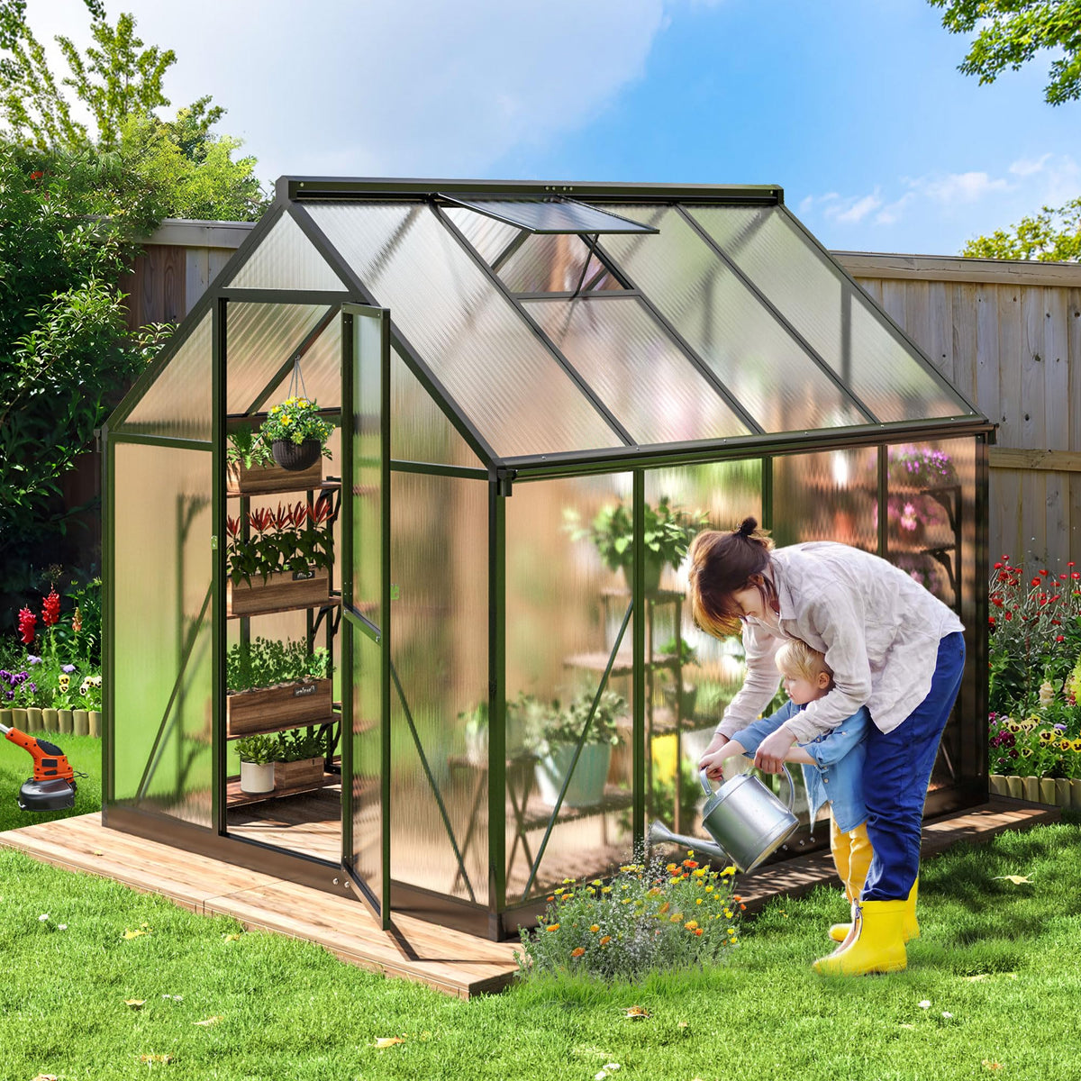 Polar Aurora 6x8 FT Walk-in Polycarbonate Heavy Duty Greenhouse