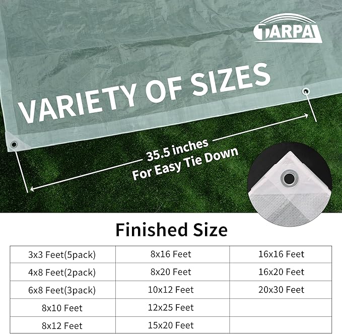 TARPAL 8'x12' Semi Clear White Tarp Waterproof Green House Cover with Grommets 7.5mil Clear Poly tarps for Gardening,Farm, Garden,Chicken Coops，Outdoor