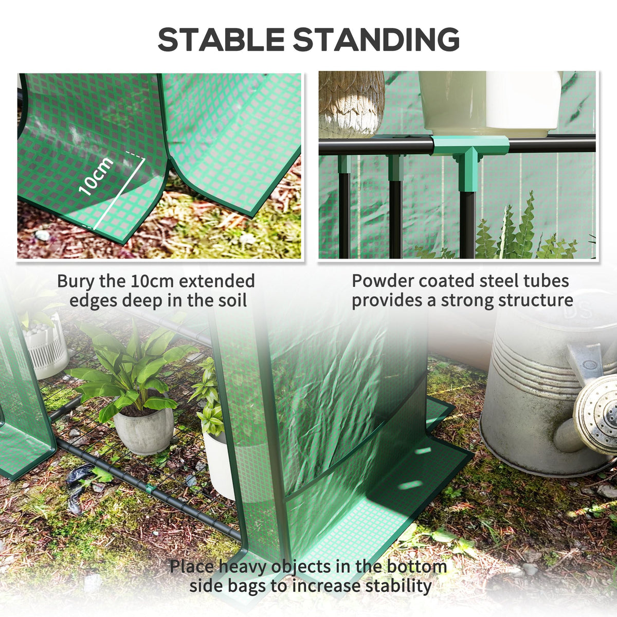 Outsunny Lean-to Greenhouse with 3 Tier Shelves 56.7" x 18.9" x 59.8" Green