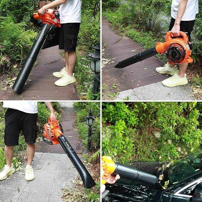 Leaf Blower & Leaf Vacuum Cordless,2 Stroke 424 CFM Handheld Leaf Blower,26CC Gas Powered Leaf Blower Dual-Purpose (Blowing and Suction) Cleaner with Collection Bag for Cleaning Leaf Snow