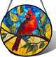 DASTOLL Stained Glass Window Hanging, Blue Sky Cardinal Sun Catchers Colorful Glass Panel Red Birds Suncatcher Decor for Birthday for Women, Men, Wife, Aunt, and Mom 14.9x14.9 in