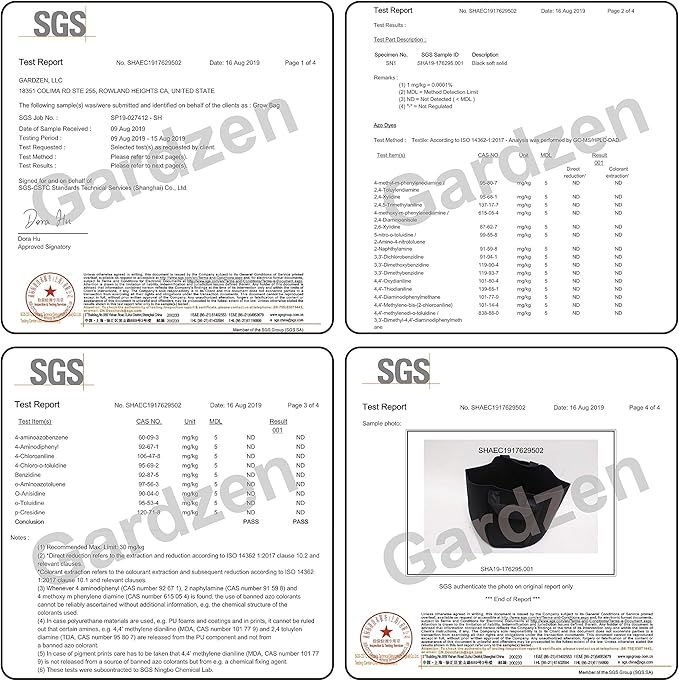 Gardzen 6-Pack 20 Gallon Grow Bags, Aeration Fabric Pots with Handles, Heavy Duty Cloth Pots for Plants