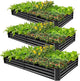 Land Guard 3 Pack 8×4×1ft Galvanized Metal Raised Garden Bed, Metal Planter Kit Box Outdoor for Deep-Rooted Vegetables, Flowers, Green and Herbs, Gray
