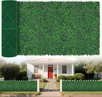 Yangrass Artificial Greenery Wall Roll,40"x 120"(33.33 sq.ft) UV-Anti Faux Boxwood Roll Panels Greenery Backdrop, Vine Leaf Fence Panels for Garden Fence Covering Privacy, Outdoor Indoor Home Decor