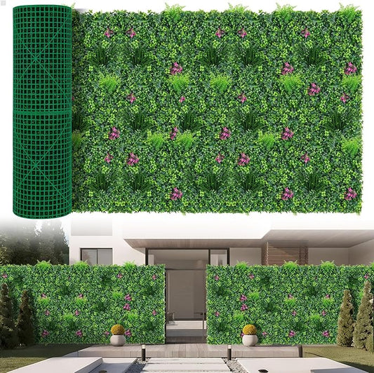 Yangrass Artificial Boxwood Wall Roll, 40"x120" (33.33 sqft) Grass Wall Panels with Mint Plant Leaves, Greenery Backdrop Privacy Screen with UV Protection, Green Grass Wall for Indoor Outdoor Decor