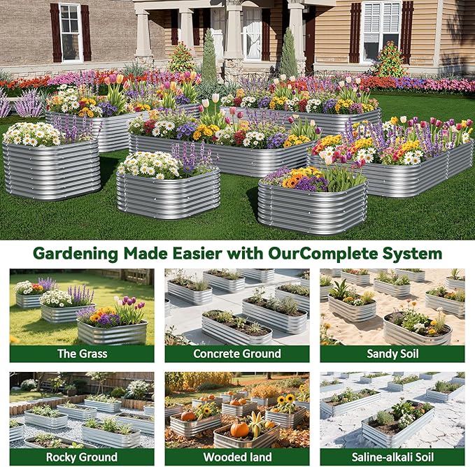 3 Pack Tall 4x2FT Corrugated Galvanized Steel Raised Garden Bed Outdoor, Metal Above Ground Garden Bed for Vegetables and Flowers, Raised Beds for Gardening