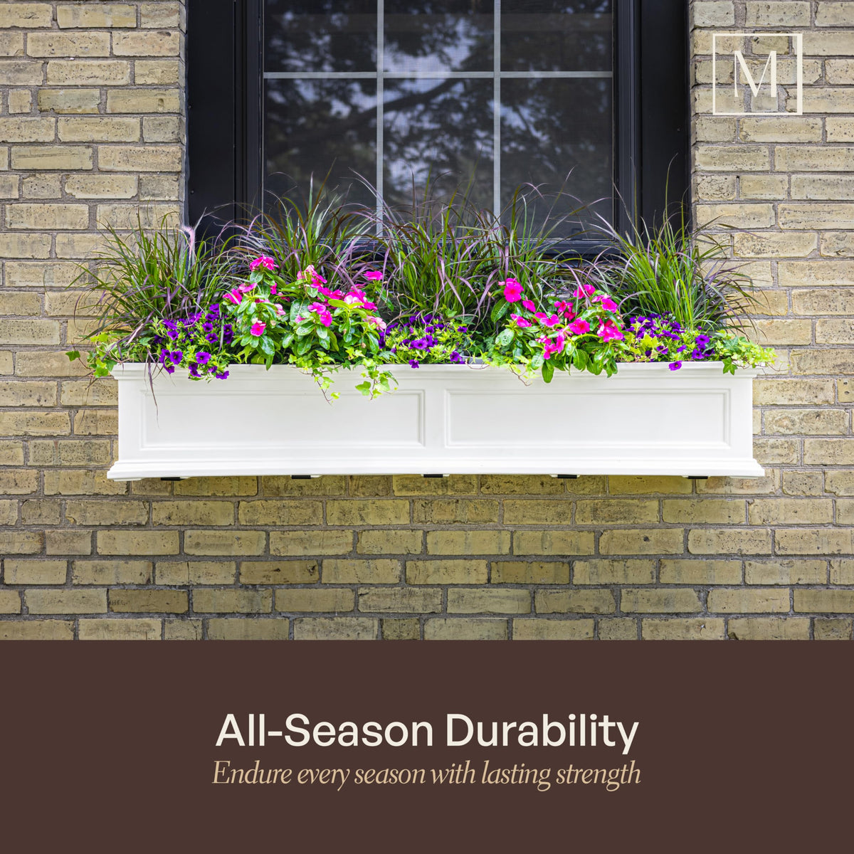 Mayne Fairview 24in Self-Watering Retangular Window Box Planter, White