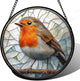 AMDERVEN Stained Glass Window Hanging - Orange Grey Robin Sun Catcher for Door Garden Home Decor Bird Lovers Suncatcher Christmas Mother's Day Birthday Gifts for Women Men Mom Nana 6.3 in