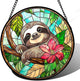 Stained Glass Window Hanging, Cute Sloth Sun Catcher for Door Home Decor Animal Suncatcher Christmas Mother's Day Birthday Gifts for Women Men Mom and Nana 7.8 in