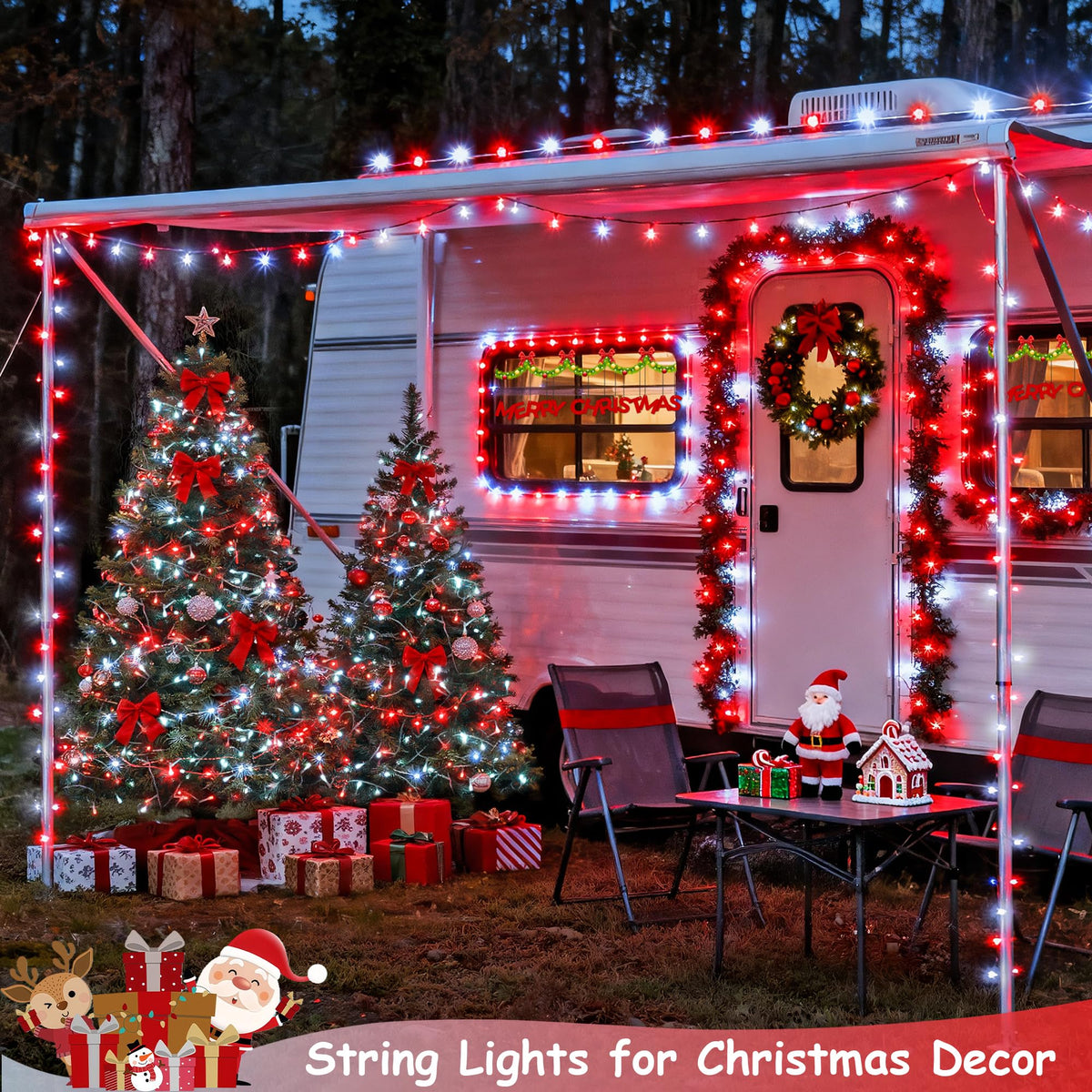 JMEXSUSS 600 LED Red and White Christmas Tree Lights with Remote