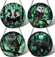 DASTOLL Stained Glass Window Hanging 4 Pcs Set Green Forest Night Sky Wildlife 9.8" - Suncatcher Door Garden Sun Catcher Decor Birthday for Mom Woman Nana Men Friend