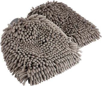 Amazon Basics Absorbent Microfiber Car Wash Drying Mitts, 2 Pack, Gray, 10.44" L x 9.06" W