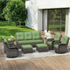 9 Piece Outdoor Wicker Patio Furniture Set, Outdoor Swivel Rocker Patio Chairs Set with Thickened Olefin Cushions, High Back and Deep Seating, Hand-Woven PE Rattan for Porch, Deck