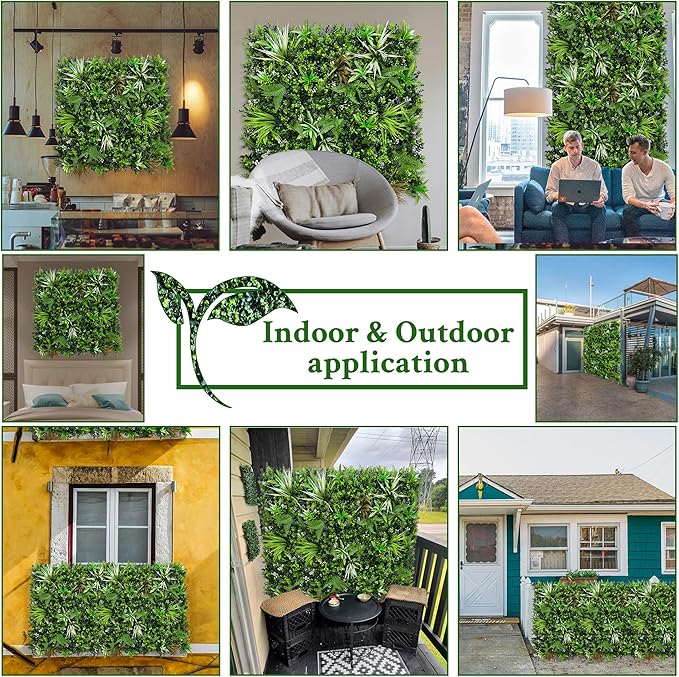 ODTORY Artificial Boxwood Topiary Hedges Panels,40'' x 40'' in(11.5 sqft) UV-Protected Privacy Faux Grass Backdrop Fence Screen for Patio, Balcony, Garden, Backyard Indoor Outdoor Green Wall Decor