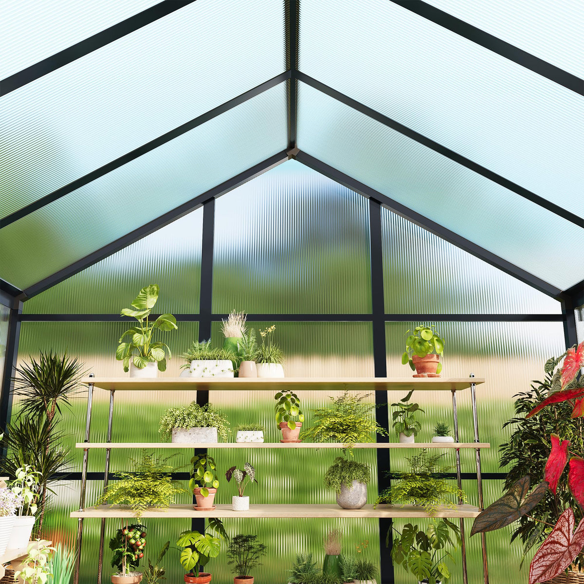 Garvee 6x8ft Walk-in Greenhouse, Heavy Duty Large Outdoor Green House