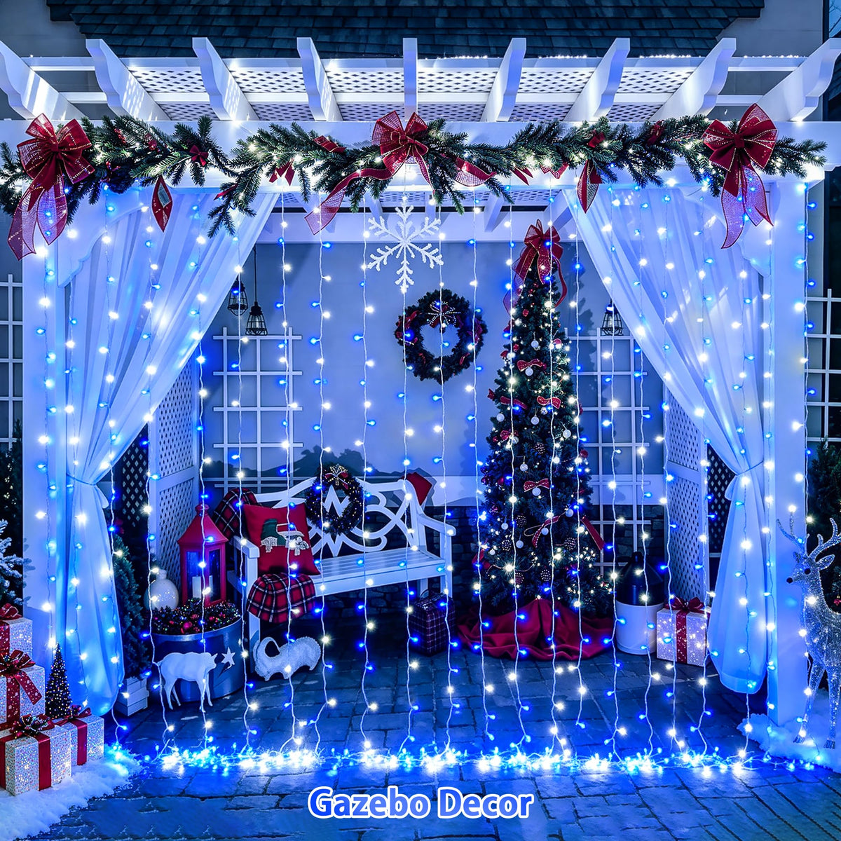 JMEXSUSS 200 LED USB Curtain Lights Blue and White