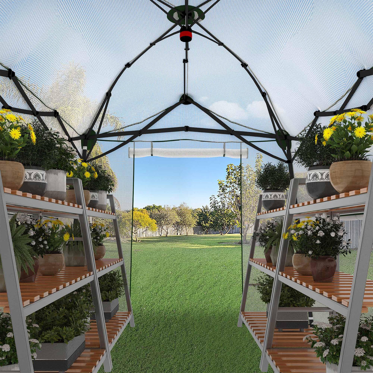 8.5 x 7 ft Pop-up Greenhouse, Walk-in Green House for Indoor Outdoor